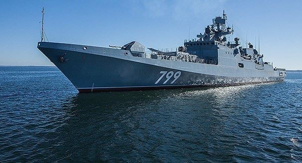 Giữa căng thẳng Syria, Nga điều tàu khu trục tới Địa Trung Hải Tàu khu trục Đô đốc Makarov. Ảnh: AP