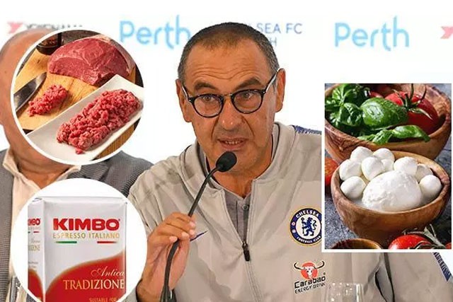 Vừa tới Chelsea, HLV Sarri đã ra ‘yêu sách' cực độc HLV Maurizio Sarri đã yêu cầu được cung cấp nhiều loại thức ăn được lấy từ Italia.