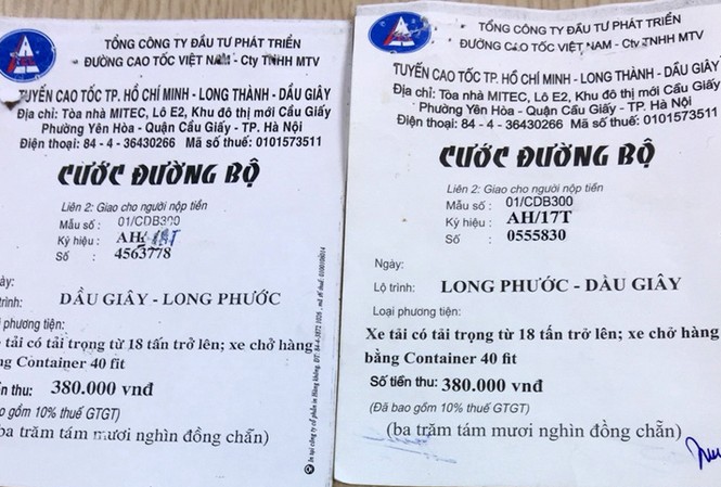Cảnh báo nạn làm giả vé cao tốc TPHCM - Dầu Giây Vé giả. Ảnh: VEC.