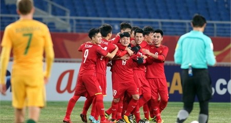 'U23 Việt Nam tung cú đấm bất ngờ hạ Australia' Niềm vui chiến thắng của U23 Việt Nam. Ảnh: Vietnamnet