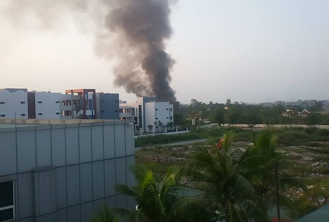 Cháy tại Khu công nghiệp An ninh - Bộ Công an Hiện trường vụ cháy nổ. Ảnh: CTV