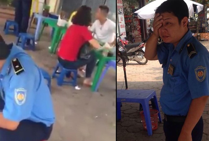 Thanh tra giao thông xử phạt trong... quán phở Hình ảnh thanh tra giao thông đưa tài xế vào quán phở xử phạt. Ảnh cắt từ video clip.