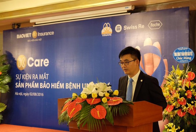 Bảo Việt cung cấp sản phẩm chuyên biệt về ung thư Ông Nguyễn Quang Hưng, Phó Tổng Giám đốc Bảo hiểm Bảo Việt phát biểu tại sự kiện ra mắt sản phẩm K-Care
