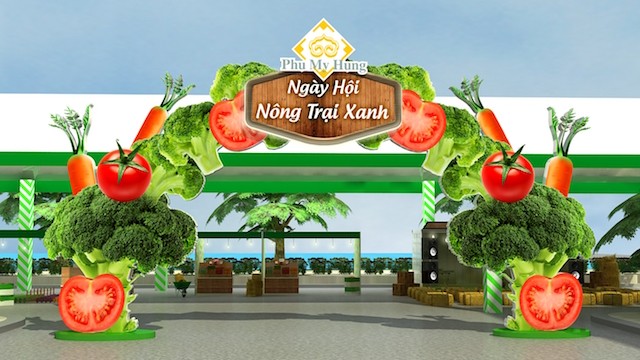 Lần đầu tiên tổ chức Ngày hội Nông trại xanh tại Phú Mỹ Hưng Hình ảnh tươi mát của rau, củ, quả được thiết kế đặc biệt trên chiếc bảng gỗ mộc mạc, gần gũi mang tên chương trình “Ngày hội Nông Trại Xanh 2016”
