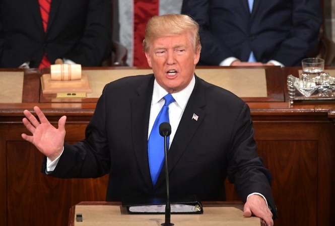 Ông Trump tuyên bố đánh bại IS, kêu gọi hiện đại kho vũ khí hạt nhân Tổng thống Mỹ Donald Trump công bố Thông điệp Liên bang. Ảnh: AFP