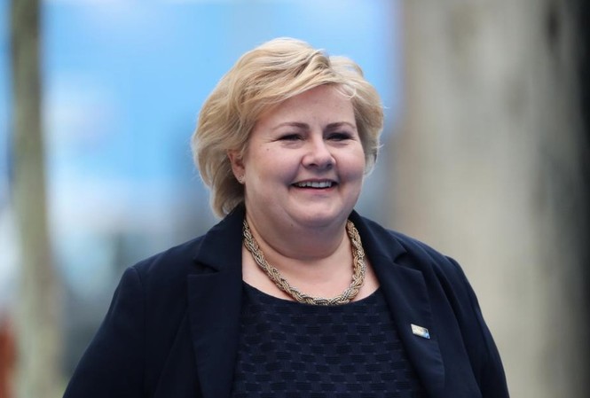 Hai nam bộ trưởng Na Uy nghỉ việc vì muốn dành thời gian cho gia đình Thủ tướng Erna Solberg. Ảnh: Reuters