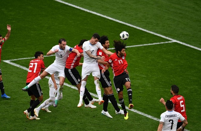 Uruguay hạ Ai Cập bằng bàn thắng ở phút 89 Tình huống ghi bàn của Uruguay ở phút thứ 89.