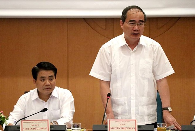 Hà Nội chia sẻ với TP. Hồ Chí Minh về CCHC để phục vụ dân Ông Nguyễn Thiện Nhân phát biểu tại buổi làm việc với Hà Nội