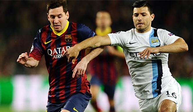 Aguero mời gọi Messi gia nhập Man City Aguero từng nhiều lần cùng Man City đối đầu với Barca.