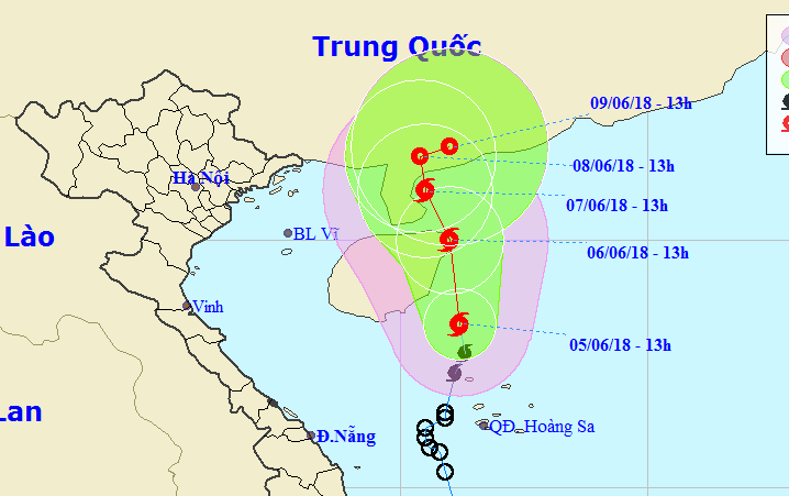 Bão số 2 đổ bộ Trung Quốc, một số tỉnh miền Trung cấm biển Bão số 2 đang di chuyển về phía đảo Hải Nam, bán đảo Lôi Châu (Trung Quốc)