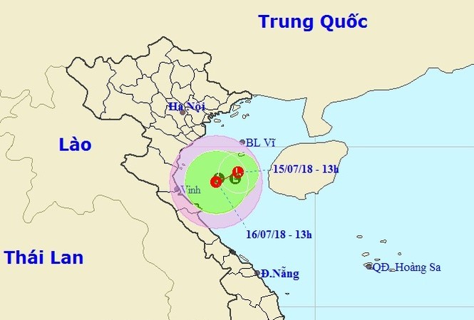 Từ nay đến 18/7 Bắc bộ và Bắc miền Trung có mưa to Khả năng áp thấp sẽ mạnh lên thành áp thấp nhiệt đới