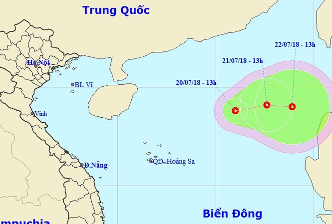 Xuất hiện áp thấp nhiệt đới trên biển Đông Áp thấp nhiệt đới đang di chuyển chậm hướng về phía Việt Nam