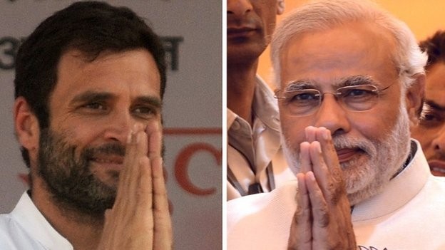 Ấn Độ bắt đầu cuộc bầu cử lớn nhất thế giới Rahul Gandhi (trái) and Narendra Modi