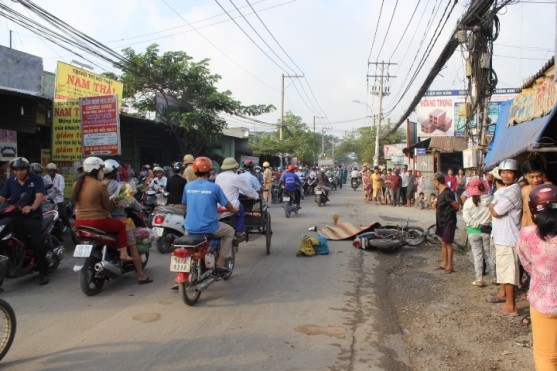 Va chạm với xe ben, một người tử vong Hiện trường vụ tai nạn