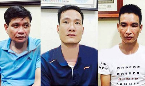 Giám đốc doanh nghiệp trúng 6 phát đạn, tử vong tại chỗ 3 đối tượng Đạt, Hoàn và Duy tại cơ quan điều tra. Ảnh: Công an cung cấp