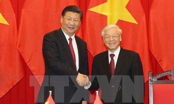 Toàn văn Tuyên bố chung Việt Nam-Trung Quốc Tổng Bí thư Nguyễn Phú Trọng và Tổng Bí thư, Chủ tịch Trung Quốc Tập Cận Bình tại Lễ ký kết các văn kiện hợp tác giữa hai nước. (Ảnh: Trí Dũng/TTXVN)