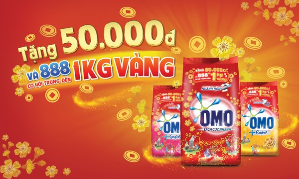 Mua OMO, có 888 cơ hội trúng 1kg vàng hoặc 1 triệu đồng Mua OMO, có 888 cơ hội trúng 1kg vàng hoặc 1 triệu đồng