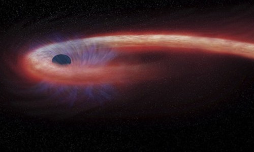 Phát hiện “quái vật vũ trụ” lớn bằng 20 tỉ Mặt trời Hình minh họa của NASA cho thấy một hố đen đang nuốt một ngôi sao .