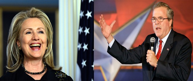 Hai gia đình Bush và Clinton có thể lại quyết đấu Bà Hillary Clinton và ông Jeb Bush