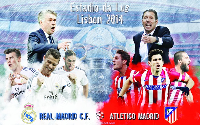 Real - Atletico: Hai tham vọng, một chiếc cúp Cả Real lẫn Atletico đều muốn ghi tên mình vào lịch sử. Ảnh: Wallwidehd