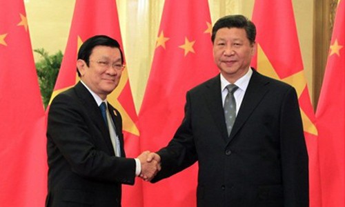 Chủ tịch nước Trương Tấn Sang gặp Chủ tịch Trung Quốc Chủ tịch nước Trương Tấn Sang gặp Tổng Bí thư , Chủ tịch Trung Quốc Tập Cận Bình bên lề Hội nghị APEC. Ảnh: TTXVN