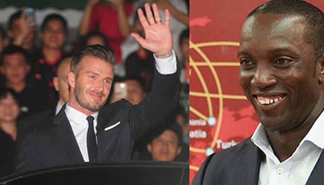 Beckham sang Việt Nam giúp 'bán rượu', sao đón như vua! Dwight Yorke (phải) đang có mặt tại Việt Nam theo lời mời của một ngân hàng. Beckham đến Việt Nam để quảng bá cho một thương hiệu rượu.