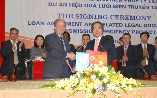 Ký hiệp định vay 500 triệu USD cho dự án điện Thống đốc Nguyễn Văn Bình và Phó Chủ tịch WB Axel van Trotsenburg ký Hiệp định vay cho dự án Hiệu quả lưới điện truyền tải.