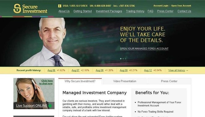 Trang web giao dịch tiền tệ biến mất cùng 1 tỷ USD Giao diện của Secureinvestment.com.