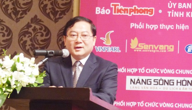 Đảo Ngọc Phú Quốc sẽ tôn vinh nhan sắc Việt Nhà báo Lê Xuân Sơn, Tổng Biên tập báo Tiền Phong phát biểu tại buổi họp báo.
