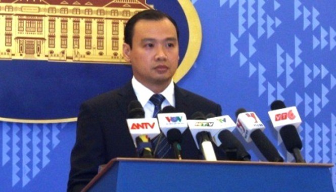 Phản đối Mỹ áp thuế chống bán phá giá cá da trơn Người phát ngôn Bộ Ngoại giao Việt Nam Lê Hải Bình. Ảnh N.Hằng.