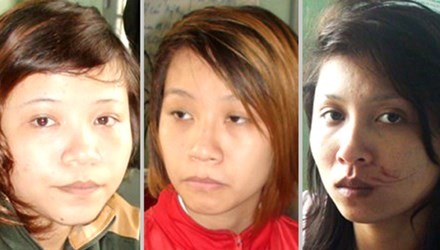 Va chạm giao thông, 3 thiếu nữ xách dao đi 'tính sổ' đối thủ Các đối tượng Hà, Hạnh, Trinh tại cơ quan công an huyện Thống Nhất.