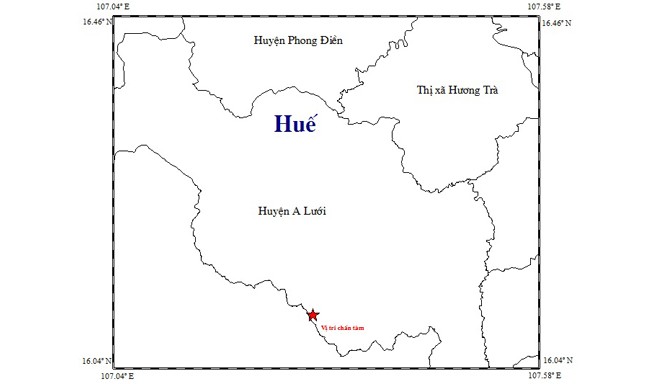 Một tháng xảy ra 5 trận động đất ở Huế Trận động đất lần thứ 5 trong tháng 12/2015 tại Huế (ảnh: nguồn từ Viện Vật lý Địa cầu)