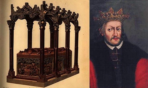 Sự thực lời nguyền trong cổ mộ vua Ba Lan Vua Casimir (phải) được chôn trong quan tài gỗ đơn giản. Ảnh: Wikipedia.