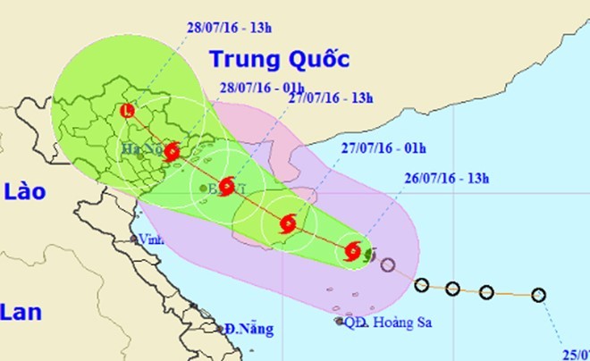 Bão số 1 giật cấp 10 hướng vào Quảng Ninh, Hải Phòng Hướng đi của cơn bão số 1.Nguồn: NCHMF.