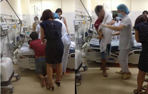 Bố khóc ôm con trai tử vong vì hóc hạt nhãn Hình ảnh người cha ôm thi thể con khóc vì hóc hạt nhãn khiến nhiều người rơi nước mắt. Ảnh: Facebook.