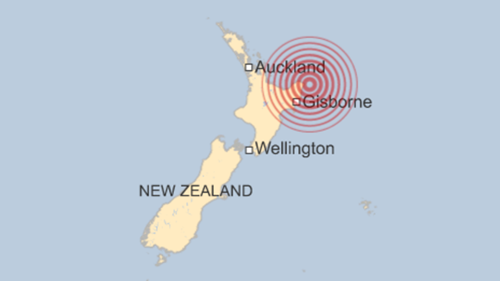 Động đất 7,1 độ Richter gây sóng thần ở New Zealand Vị trí tâm chấn. Đồ họa: BBC.