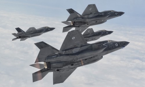 F-35 có thể giúp Mỹ đánh bại tên lửa phòng không Nga, Trung Một phi đội tiêm kích F-35B của Thủy quân lục chiến Mỹ. Ảnh : US Marine Corps.