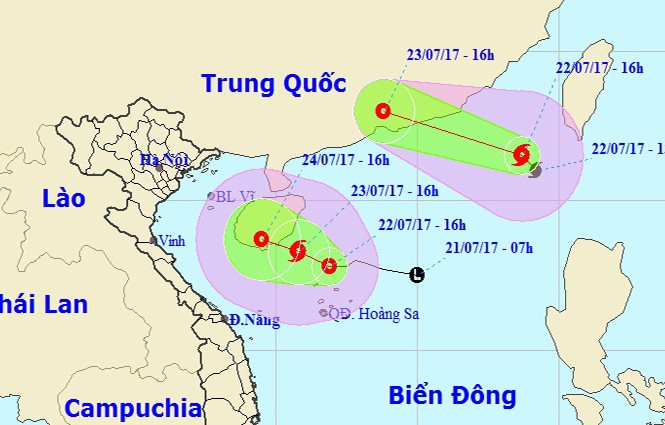 Bão số 3 mạnh cấp 8 nối đuôi áp thấp vào biển Đông Biển Đông đang xuất hiện cùng lúc cả bão số 3 và áp thấp nhiệt đới.