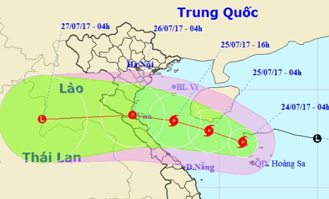 Tin mới nhất cơn bão số 4 trên biển Đông Vị trí và đường đi của bão số 4. Nguồn: nchmf.gov.vn.