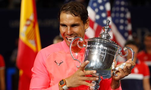 Nadal không quá bận tâm đến việc vượt Federer Nadal đã có danh hiệu Mỹ Mở rộng thứ ba. Ảnh: Reuters.