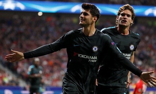 Chelsea đả bại Atletico nhờ bàn thắng vào phút bù giờ Morata ghi bàn thứ tám cho Chelsea sau chín lần ra sân. Ảnh: Reuters.
