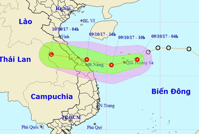 Chiều tối nay áp thấp nhiệt đới đổ bộ, miền Trung mưa to Chiều tối nay áp thấp nhiệt đới đổ bộ, miền Trung mưa to