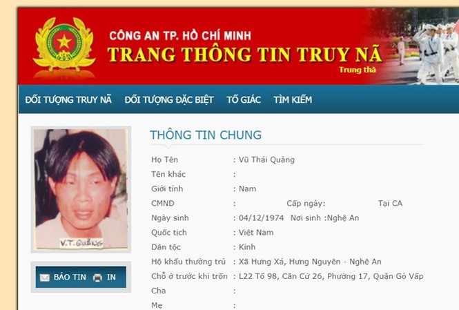 Di lý phóng viên là đối tượng truy nã về Công an TPHCM Di lý phóng viên là đối tượng truy nã về Công an TPHCM