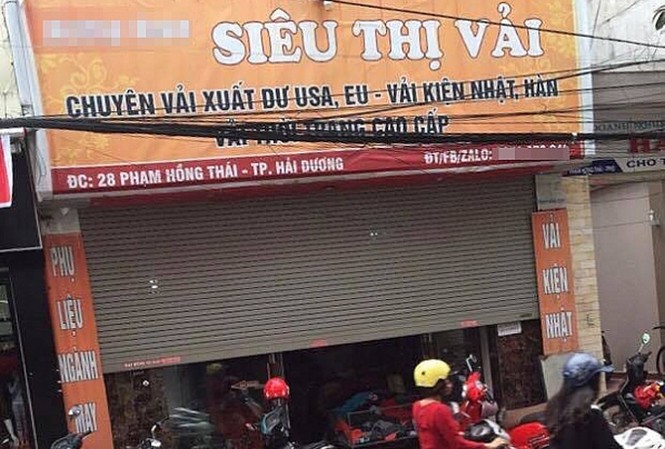 Cán bộ công an bị đâm trọng thương tại cửa hàng vải Cửa hàng vải nơi xảy ra sự việc anh Tuấn Anh bị một đối tượng đâm.
