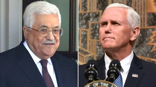 Bản tin 14H: Tổng thống Palestine hủy gặp phó Tổng thống Mỹ Tổng thống Palestine Mahmoud Abbas và phó Tổng thống Mỹ Mike Pence. Ảnh: AFP.