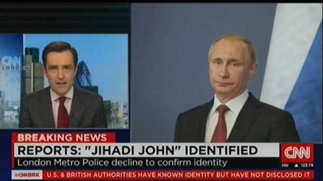 CNN xin lỗi vì nhầm hình ảnh ông Putin là “đao phủ IS“ CNN đưa hình ảnh của Tổng thống Nga trong đoạn tin về đao phủ IS.