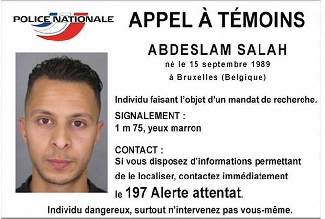 Phác họa chân dung 7 nghi phạm tấn công Paris Nghi phạm Adbeslam Salah, 26 tuổi, đang chạy trốn.