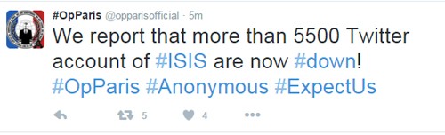 Anonymous đánh sập 5.500 tài khoản Twitter của IS Anonymous thông báo đánh sập 5.500 tài khoản Twitter của IS