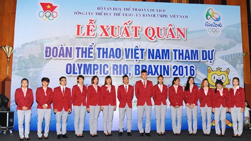 Đoàn thể thao Việt Nam xuất quân dự Olympic Rio 2016 Đoàn TTVN dự Olympic dự lễ xuất quân tại Hà Nội