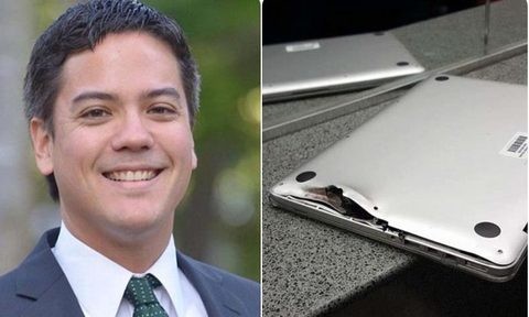 Thoát chết thần kỳ trong vụ xả súng sân bay Mỹ Steve Frappier và chiếc laptop của mình